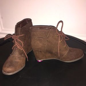 Brown lace up ankle booties